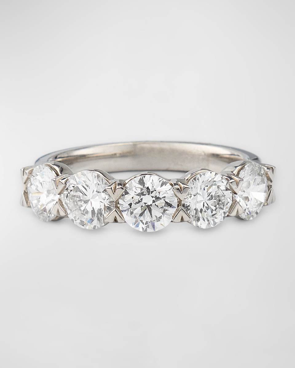 Lab Grown Diamond Platinum 5 Stone Ring, 3.0tcw, Size 6